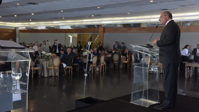 O vice-presidente da República, Geraldo Alckmin, durante evento da ABRAS