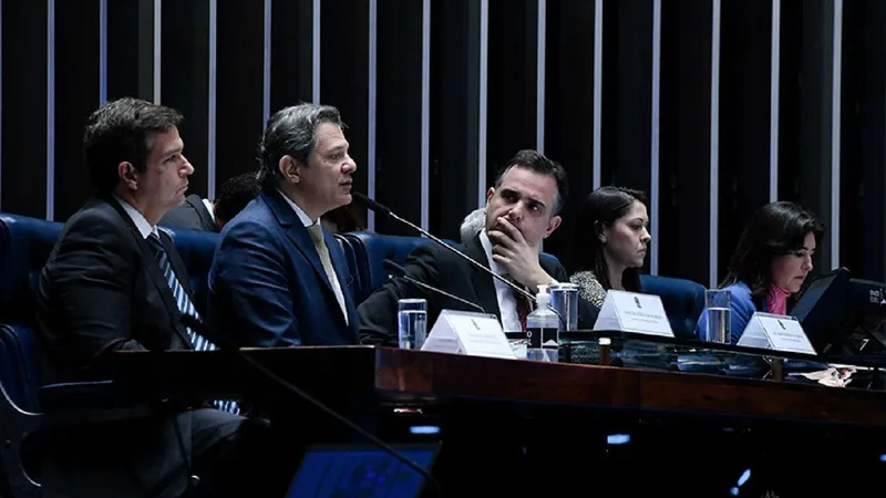Fernando Haddad em sua fala inicial, sobre os desafios para a retomada do crescimento; debate sobre temas macroeconômicos em Plenário foi proposto pelo presidente do Senado, Rodrigo Pacheco.