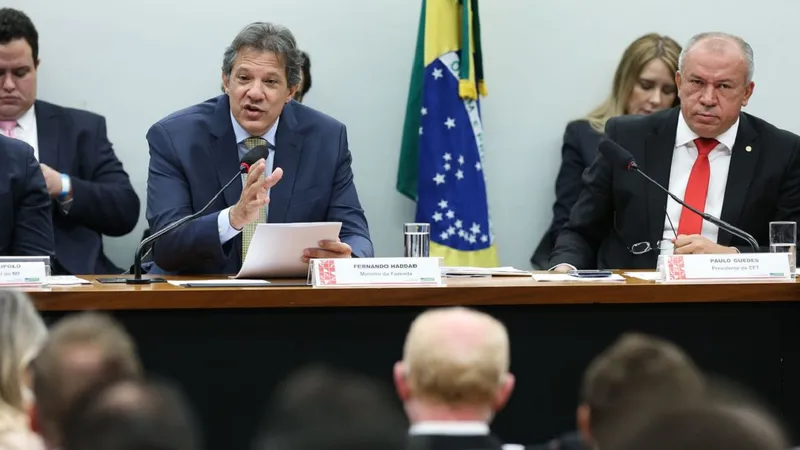 Ministro da Economia, Fernando Haddad, durante audiência pública conjunta das comissões de Desenvolvimento Econômico; Finanças e Tributação.